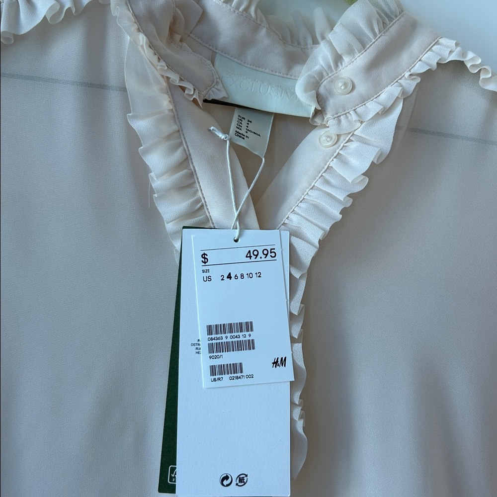 H&M Cream Ruffle Detail Blouse - Picture 5 of 11